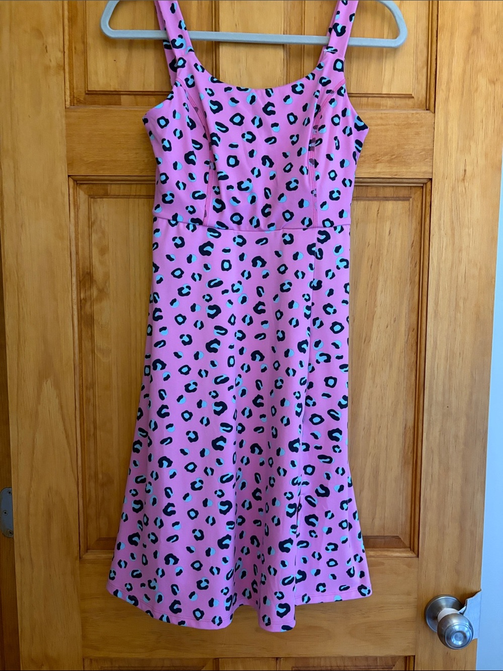 Pink Leopard Print A-Line Lularoe “Navy” dress.